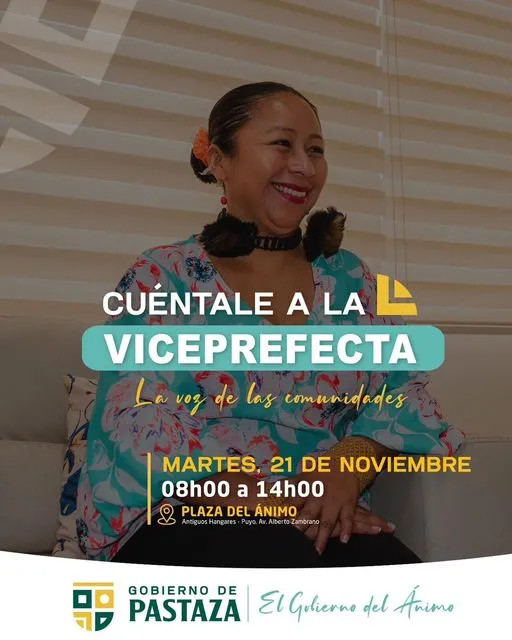 Lineth Calapucha, viceprefecta de Pastaza, atenderá al público.