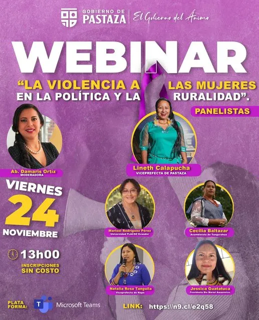 ¡Participa sin costo en el webinar “La violencia a las mujeres en la política y ruralidad”