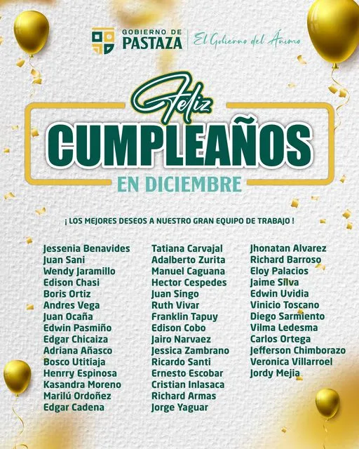 ¡Felicidades a los cumpleañeros de Diciembre!