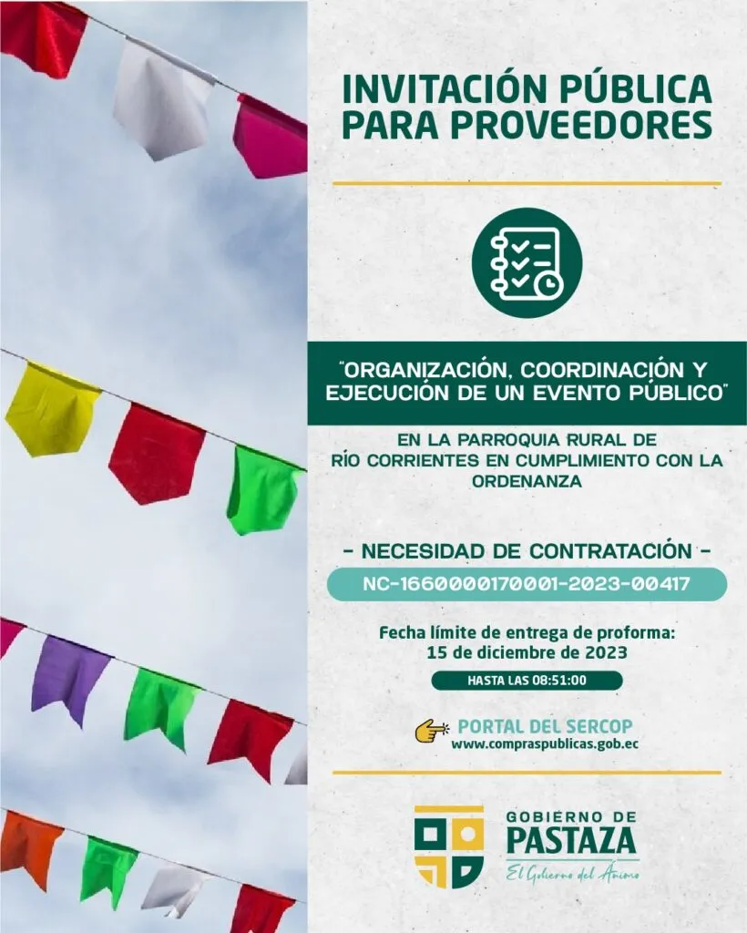 ¡Publicamos todos nuestros procesos de compras públicas, para que todos tengan la misma oportunidad!