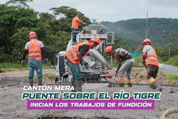 Continúa el trabajo de fundición de hormigón en el puente sobre el río Tigre